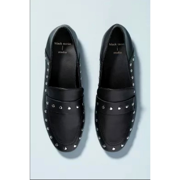 New Anthropologie Suede Studio Studded Black Loafers - EU 40.5 - Picture 1 of 4